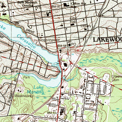 Topographic Map of Lake Carasaljo Dam, NJ