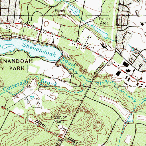 Topographic Map of Lake Shenandoah Dam, NJ
