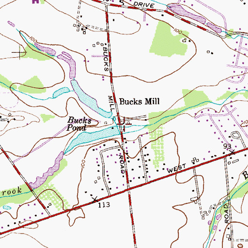 Topographic Map of Bucks Mill Dam, NJ