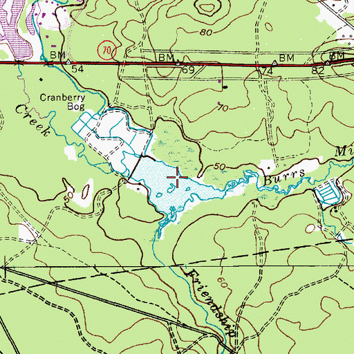Topographic Map of Gravelly Run Pond, NJ