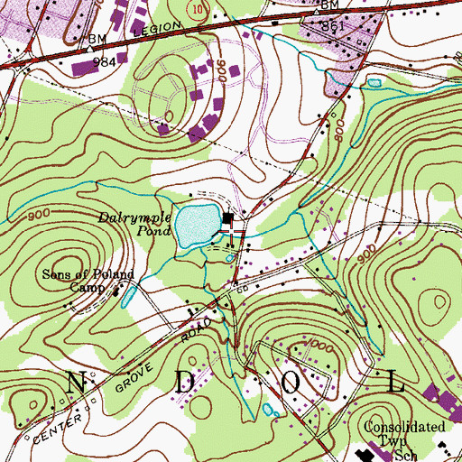 Topographic Map of Dalrymple Pond Dam, NJ