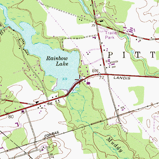 Topographic Map of Rainbow Lake Dam, NJ