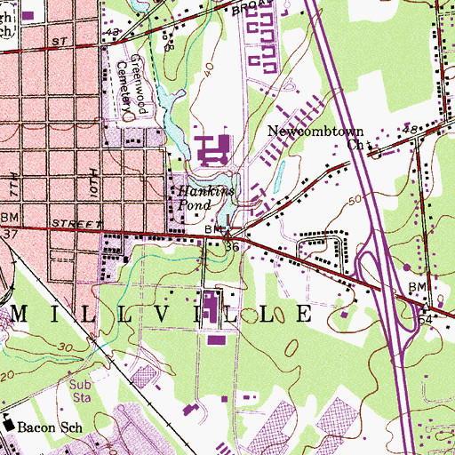 Topographic Map of Hankins Pond Dam, NJ
