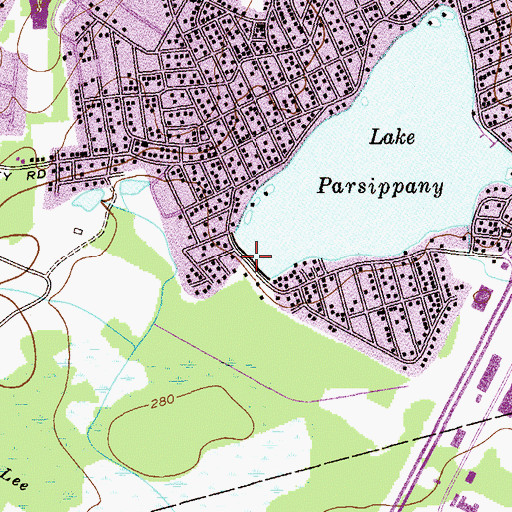 Topographic Map of Lake Parsippany Dyke Number One, NJ