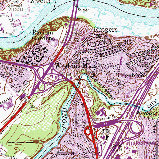 Topographic Map of Westons Mill Pond Dam, NJ