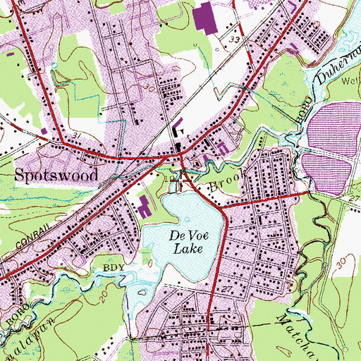 Topographic Map of DeVoe Lake Dam, NJ