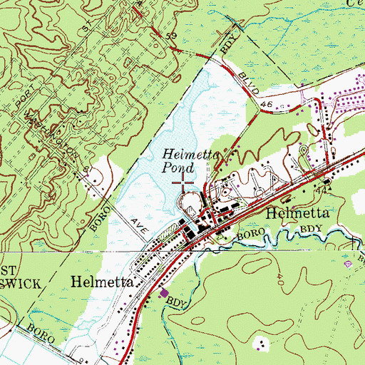 Topographic Map of Helmetta Dam, NJ