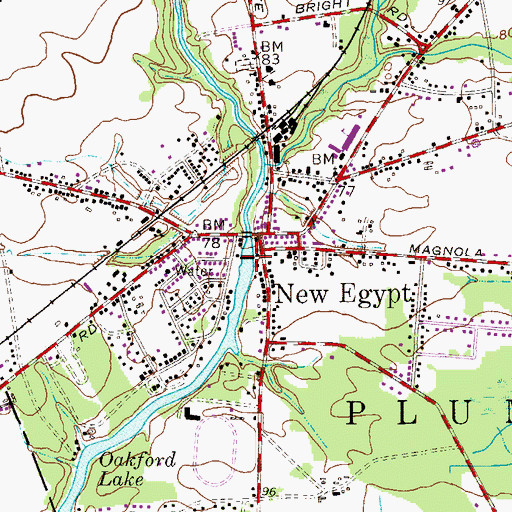 Topographic Map of Oakford Lake Dam, NJ