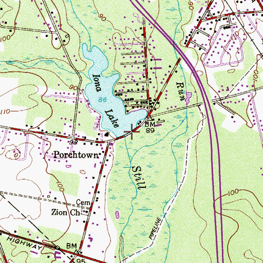 Topographic Map of Iona Lake Dam, NJ