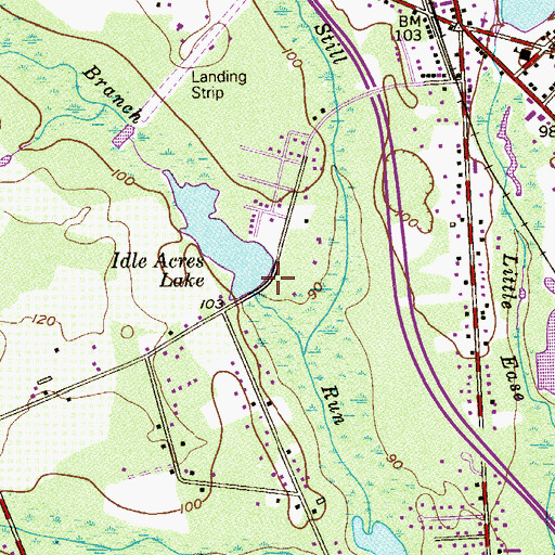 Topographic Map of Idle Acres Lake Dam, NJ