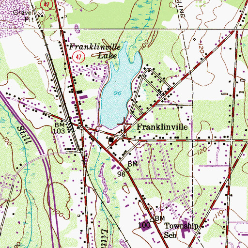 Topographic Map of Franklinville Lake Dam, NJ