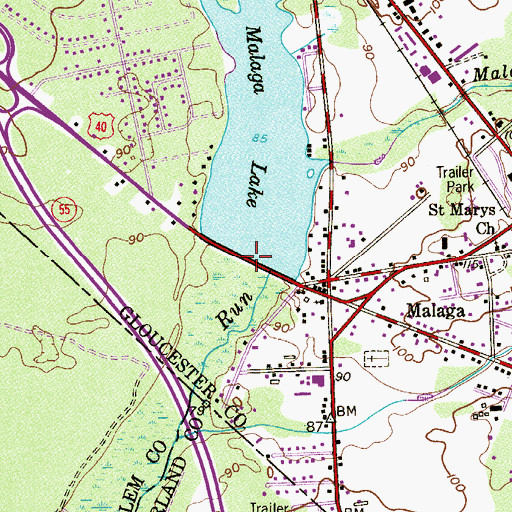 Topographic Map of Malaga Dam, NJ