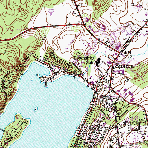 Topographic Map of Lake Mohawk Dam, NJ