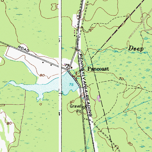 Topographic Map of Pancoast Mill Pond Dam, NJ