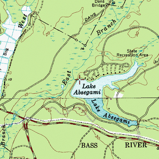 Topographic Map of Lake Absegami Dam, NJ