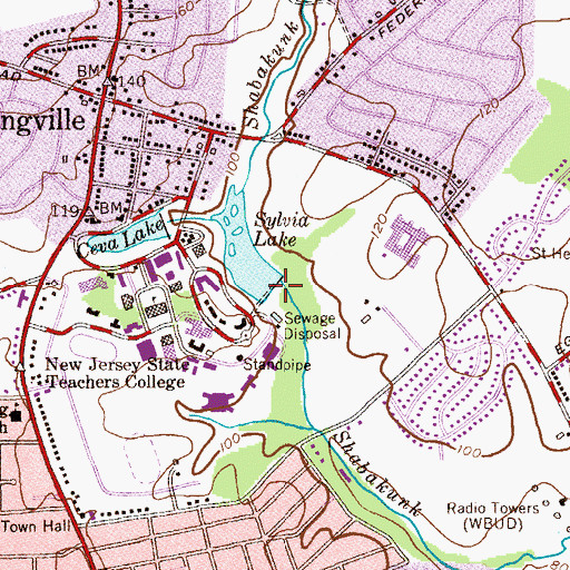 Topographic Map of Sylva Lake Dam, NJ