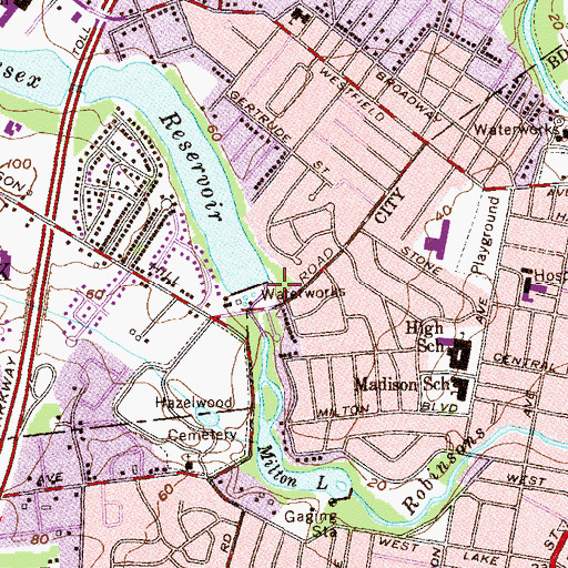 Topographic Map of Middlesex Reservoir Dam, NJ
