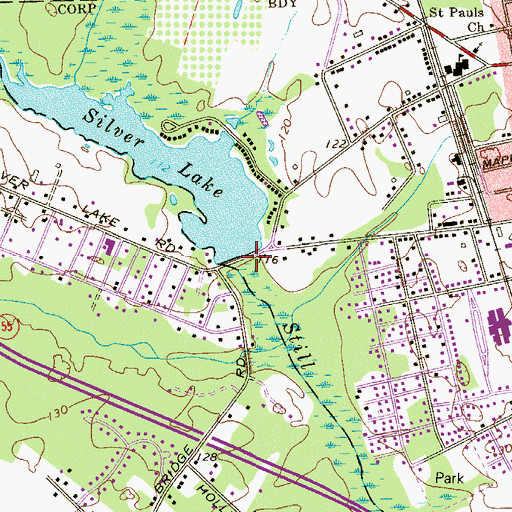 Topographic Map of Silver Lake Dam, NJ