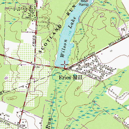 Topographic Map of Fries Mill Dam, NJ