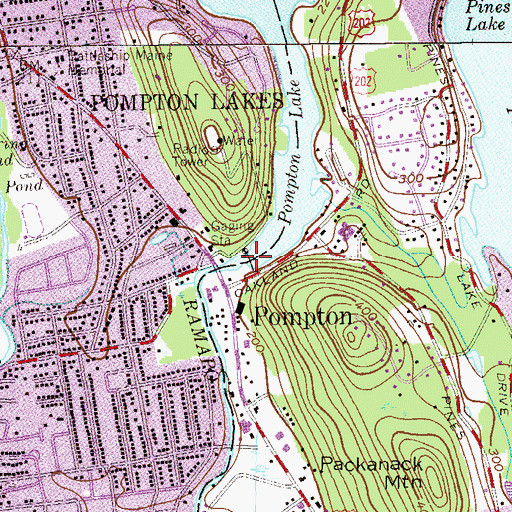 Topographic Map of Pompton Lakes Dam, NJ