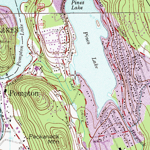 Topographic Map of Pines Lake Dam, NJ