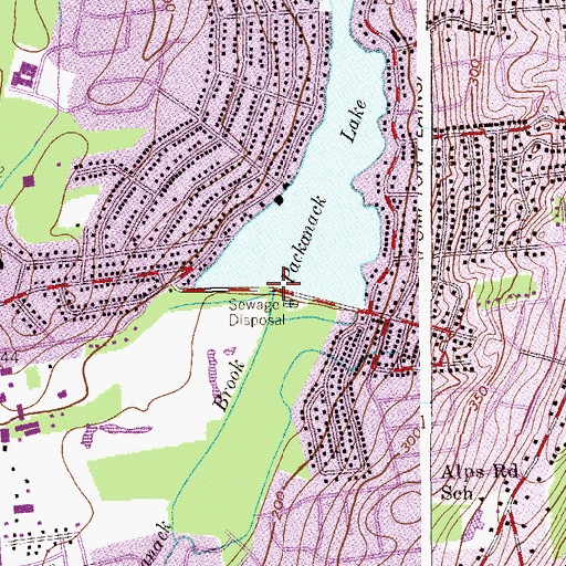 Topographic Map of Packanack Lake Dam, NJ