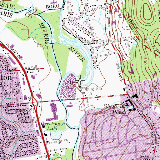 Topographic Map of Pompton Dam, NJ