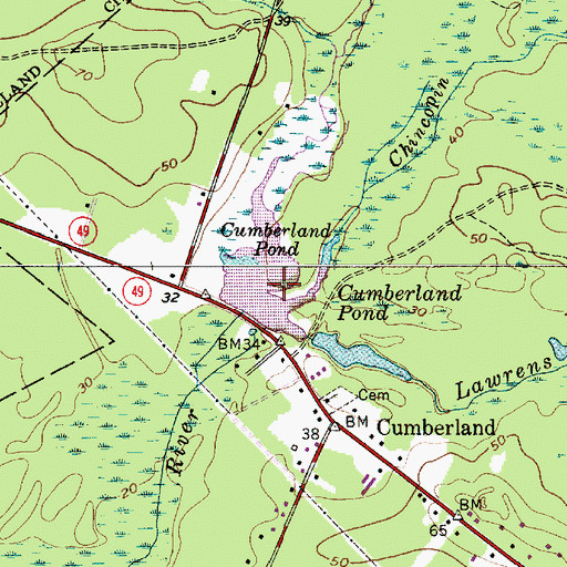 Topographic Map of Cumberland Pond Dam, NJ