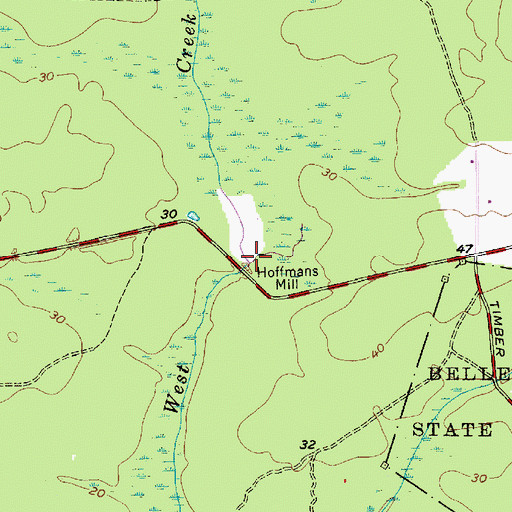 Topographic Map of Hoffmans Mill Dam, NJ