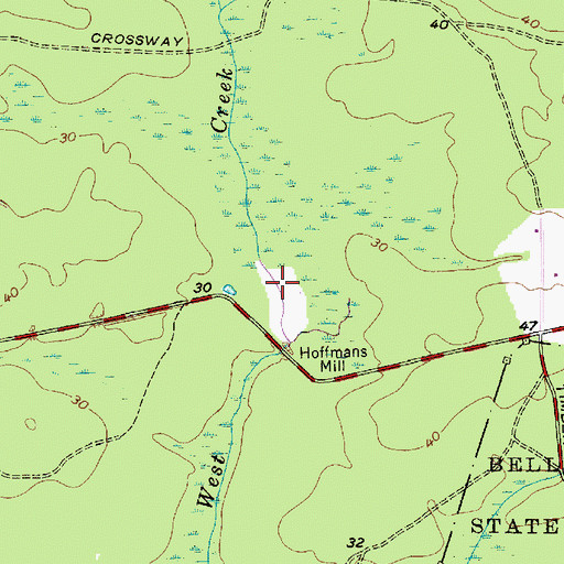 Topographic Map of Hoffmans Mill Pond, NJ