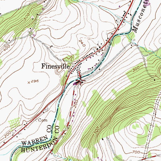 Topographic Map of Finesville Dam, NJ