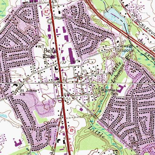 Topographic Map of Lebanon Lake, NJ