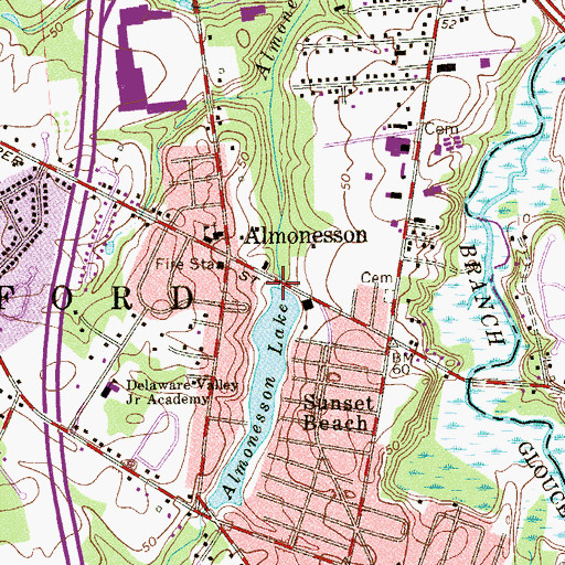 Topographic Map of Almonesson Lake Dam, NJ