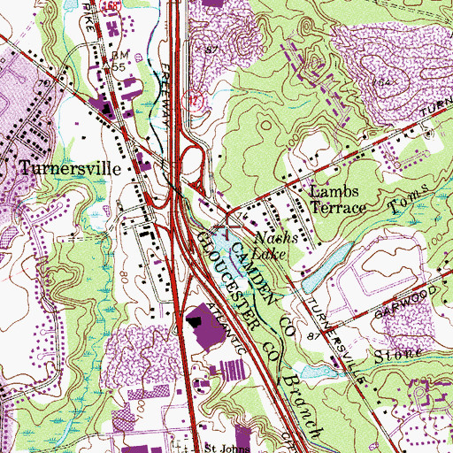 Topographic Map of Nashs Mills Dam, NJ