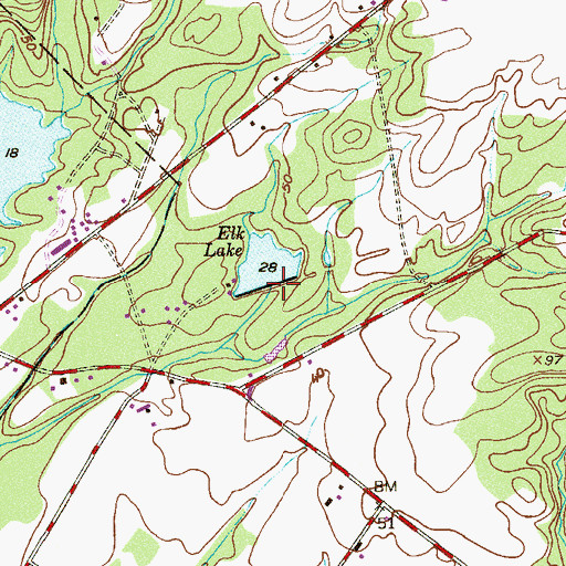 Topographic Map of Elk Lake Dam, NJ