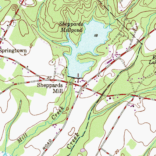 Topographic Map of Sheppards Millpond Dam, NJ