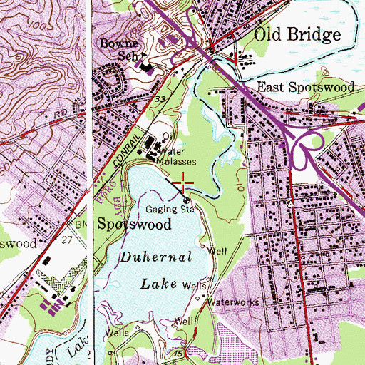 Topographic Map of Duhernal Dam, NJ
