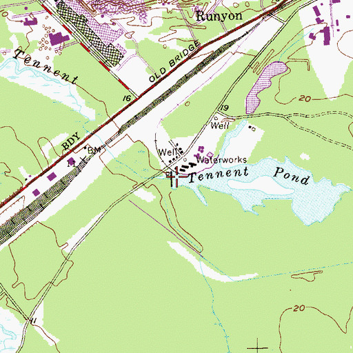 Topographic Map of Tennent Brook Dam, NJ