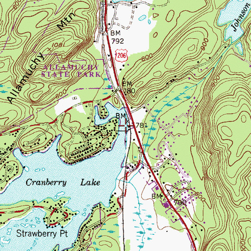 Topographic Map of Cranberry Lake Dam, NJ