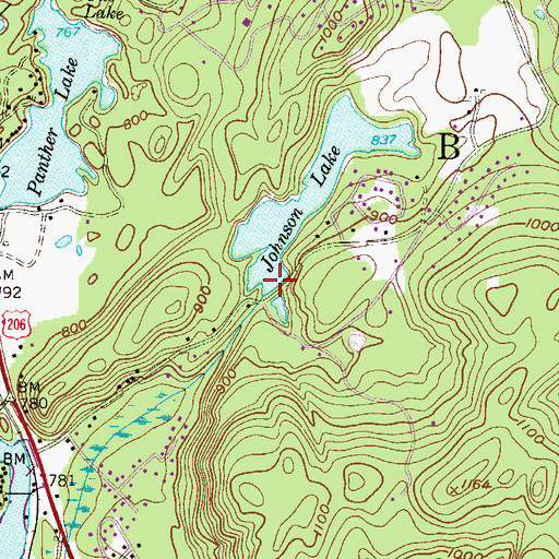 Topographic Map of Johnson Lake Dam, NJ