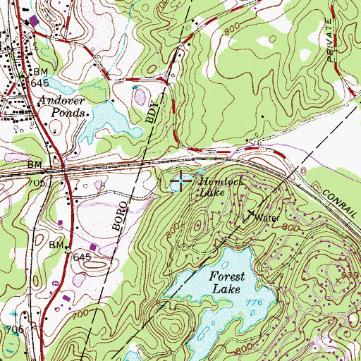Topographic Map of Hemlock Lake Dam, NJ