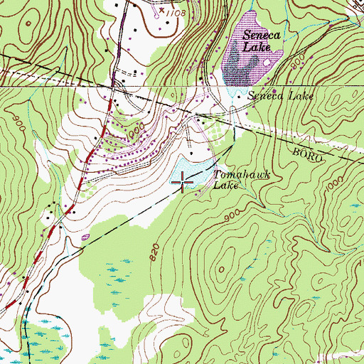 Topographic Map of Tomahawk Lake Dam, NJ