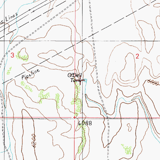Topographic Map of O'Dell Tank, AZ