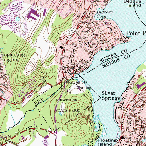 Topographic Map of Lake Hopatcong Dam, NJ