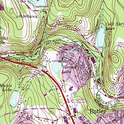 Topographic Map of Terrace Lake Dam, NJ