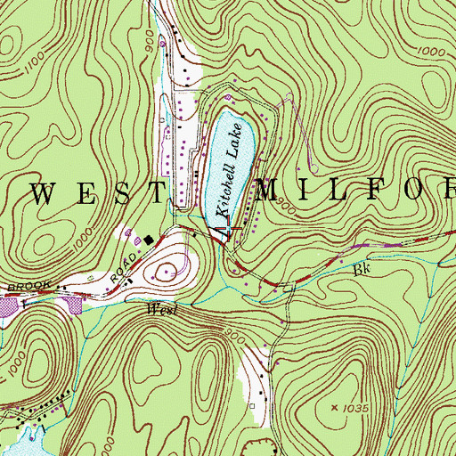 Topographic Map of Kitchell Lake Dam, NJ