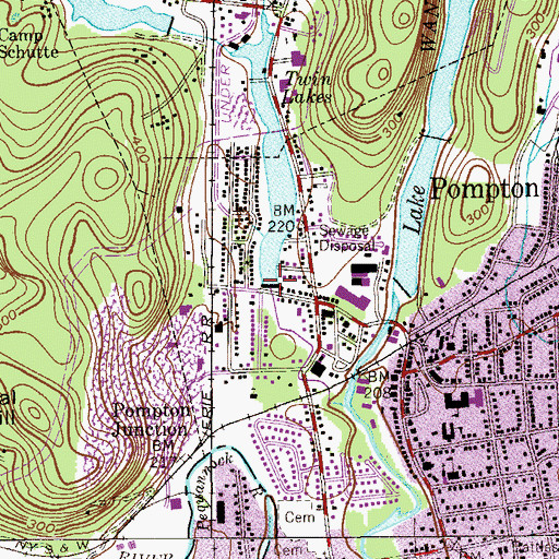 Topographic Map of Twin Lakes Lower Dam, NJ