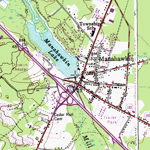 Topographic Map of Manahawkin Lake Dam, NJ
