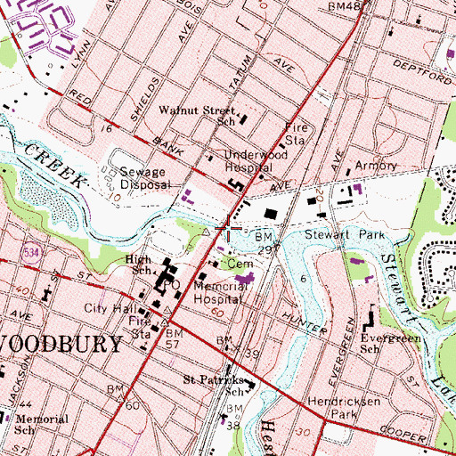 Topographic Map of Woodbury Creek Dam, NJ