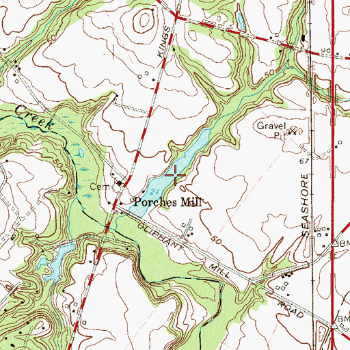 Topographic Map of Porches Mill Pond, NJ